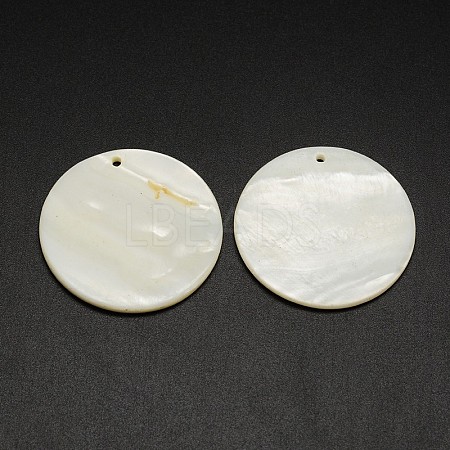 Flat Round Freshwater Shell Pendants X-SHEL-M005-35-1