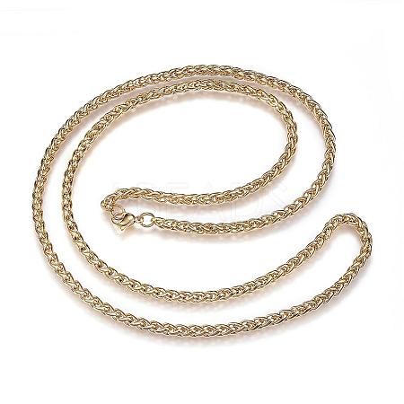 304 Stainless Steel Wheat Chain Necklaces NJEW-D285-14G-1
