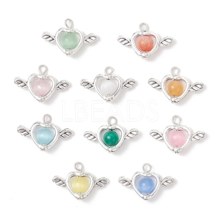 10Pcs Cat Eye with Alloy Pendants PALLOY-JF04278-1