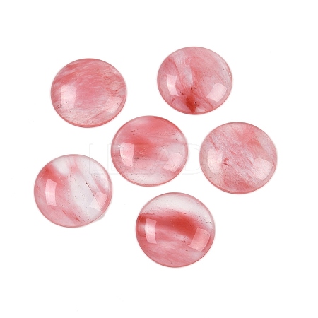 Cherry Quartz Glass Cabochons G-H1596-FR-25mm-27-1
