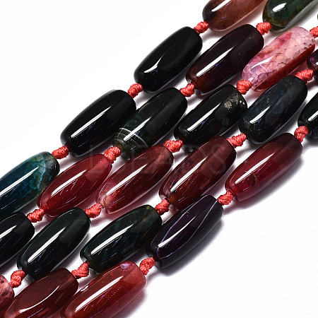 Natural Multi-Color Agate Beads Strands G-S370-074-1