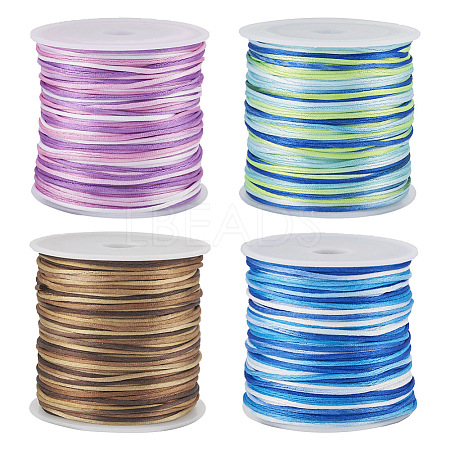  4 Rolls 4 Colors Segment Dyed Nylon Chinese Knotting Cord NWIR-TA0001-05-1