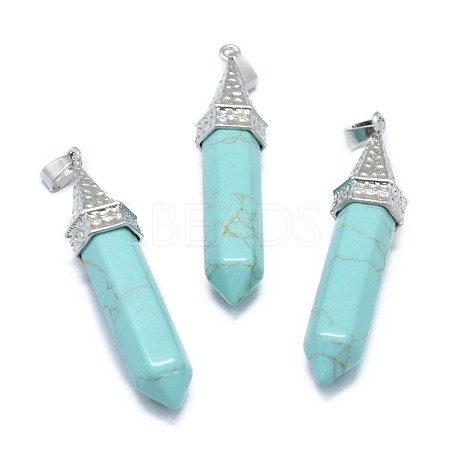 Synthetic Turquoise Pointed Pendants G-G795-01P-21-1