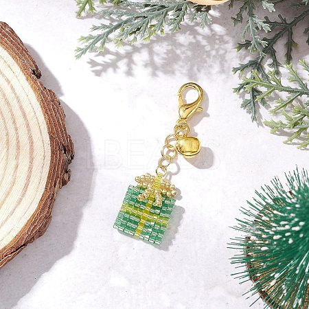 Christmas Gift Handmade Glass Seed Beads Pendant Decoraitons HJEW-MZ00350-02-1