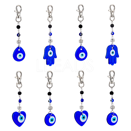 DICOSMETIC 8Pcs 4 Style Handmade Lampwork Evil Eye Pendant Decoration HJEW-DC0001-02-1