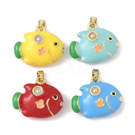 Brass Enamel Pendants KK-B143-01G-02-1