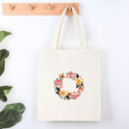 DIY Bohemian Style Canvas Tote Bag Embroidery Starter Kits BOHO-PW0001-072C-01-1