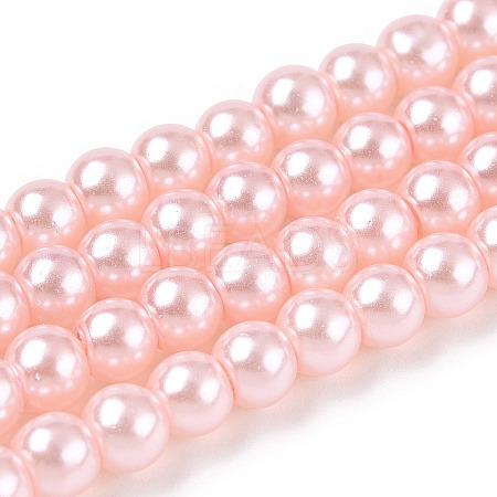 Baking Paint Pearlized Glass Pearl Round Bead Strands HY-Q003-4mm-05-1
