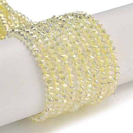 Electroplate Glass Beads Strands GLAA-Q105-04W-1