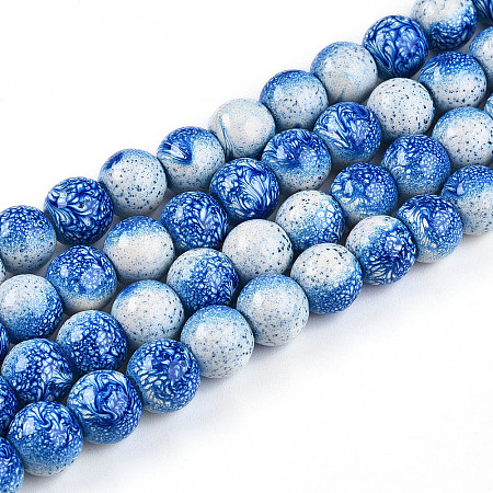 Transparent Baking Paint Glass Beads Strands DGLA-N009-10mm-07-1