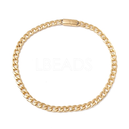 Ion Plating(IP) 304 Stainless Steel Curb Chains Necklace for Women NJEW-E155-01G-1