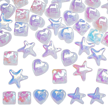 48Pcs 3 Style Translucent Electroplated Glass Cabochons EGLA-CA0001-11-1