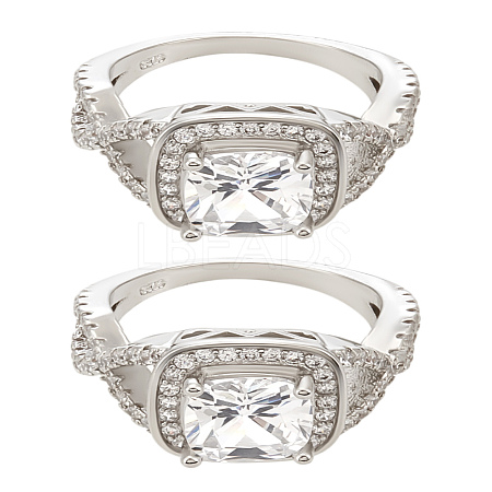 1Pc Brass Micro Pave Clear Cubic Zirconia Finger Rings for Women RJEW-LP0001-36-1