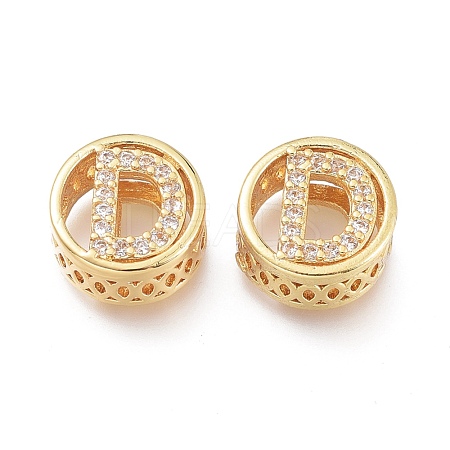 Brass Micro Pave Clear Cubic Zirconia Beads X-ZIRC-L095-02D-G-1