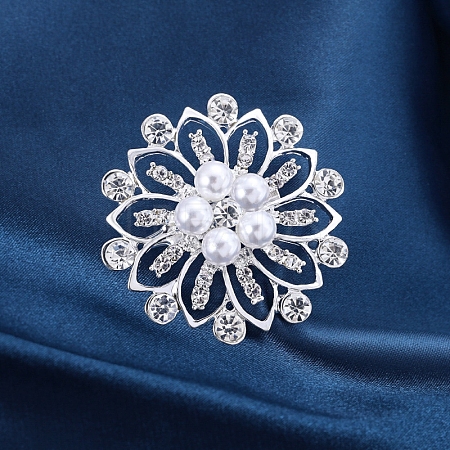 Platinum Alloy Rhinestone Brooches for Women PW-WGBBBCF-04-1