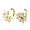 Rack Plating Flower Brass Cuff Earrings EJEW-H016-33G-01-1