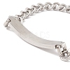 Rectangle 304 Stainless Steel Link Bracelet with Crystal Rhinestone for Men Women STAS-P304-13P-3