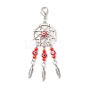 Woven Net/Web with Feather Tibetan Style Alloy Pendant Decorations HJEW-JM00736-2