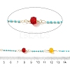 Brass Hexagonal Column Glass Seaded Beaded & Resin Round Beaded Link Chains CHC-G026-01F-2