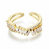 Brass Micro Pave Clear Cubic Zirconia Cuff Rings RJEW-S045-041G-NR-3