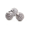 CZ Brass Micro Pave Grade AAA Clear Color Cubic Zirconia Round Beads KK-O065-6mm-05P-NR-2