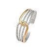 304 Stainless Steel Double Color Cuff Rings RJEW-S635-01GP-07-4