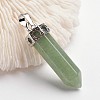 Bullet Brass Gemstone Pointed Pendants G-F218-10C-1