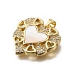 Brass Micro Pave Cubic Zirconia Shell Pendants KK-D328-27G-B-2