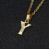 201 Stainless Steel Crystal Rhinestone Initial Pendant Necklaces FS-WG3A711-25-1