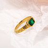 304 Stainless Steel Pave Cubic Zirconia Finger Rings for Women FS-WGAA4E7-09-1