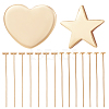 Beebeecraft 40Pcs 2 Styles Brass Heart & Star Head Pins KK-BBC0009-53-1