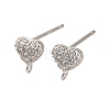 Rhodium Plated 925 Sterling Silver Ear Stud Findings STER-F058-01P-09-1