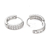 Brass Micro Pave Clear Cubic Zirconia Hoop Earrings LS-EJEW-S234-04P-2