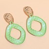Baking Paint Alloy Rhombus Stud Dangle Earrings for Women WG48396-01-4