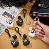 CRASPIRE 12Pcs 2 Colors Halloween Theme Cute Cartoon PVC Ghost Pendant Keychain with Bell Charm KEYC-CP0001-15-3