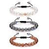 3Pcs Round Synthetic Moonstone Braided Bead Bracelets BJEW-SW00061-01-1
