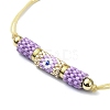 Glass Seed Column with Evil Eye Link Bracelet BJEW-MZ00029-01-4