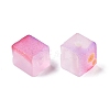 Frosted Glass Beads with Golden Glitter Powder DGLA-NH001-6mm-01J-2