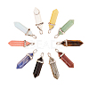 10Pcs 10 Style Natural & Synthetic Gemstone Pointed Pendants G-CJ0001-72-1