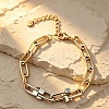 Dou Tone 304 Stainless Steel Paperclip Chain Bracelets WGBC220-01-1