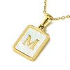Ion Plating(IP) Rectangle with Initial Letter 304 Stainless Steel Pendant Necklace NJEW-R265-04G-M-1