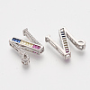 Brass Cubic Zirconia Slide Charms ZIRC-S063-01N-P-2
