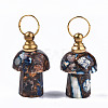 Assembled Synthetic Bronzite and Imperial Jasper Openable Perfume Bottle Pendants G-S366-057F-2