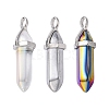 3Pcs 3 Colors Faceted Bullet Glass Pointed Pendants KK-FS0001-09-3