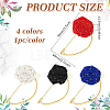 4Pcs 4 Colors Rose Polyester Lapel Pin Brooches for Men JEWB-FG0001-20-2