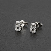 Brass Micro Pave Clear Cubic Zirconia Stud Earrings FS-WGC2F12-02-1