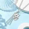 Alloy Crown with Heart Carved Word Knitting Queen Pendants Necklace NJEW-JN04696-3