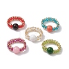 Glass Seed Beaded Stretch Finger Rings RJEW-MZ00019-1