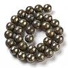 Natural Pyrite Round Beads Strands G-F197-10-8mm-7