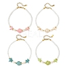 Summer Dyed Synthetic Turquoise & Natural Pearl & Seed Bead Beaded Anklets AJEW-AN00870-3